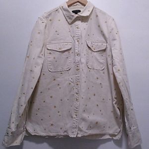 J. CREW CREAM DENIM SHIRT STAR GRAPHIC SIZE XL